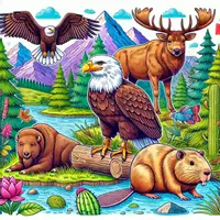 Aperçu - Matériel pour travaux manuels / dessin - Animaux nationaux d’Amérique du Nord - Coloriages (10 modèles à colorier) - Page de couverture