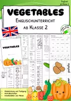 Vorschau - Arbeitsblätter - Gemüse - Vegetables – Arbeitsblätter und Rätsel (Englischunterricht ab Klasse 2 - Deckblatt