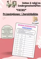Vorschau - Arbeitsblätter - Religiöse Sondergruppen /Sekten: Präsentationen *FREEBIE* - Deckblatt