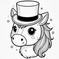 Aperçu - Matériel pour travaux manuels / dessin - Chevaux avec Chapeaux - Coloriages (50 modèles à colorier) - Page 1
