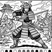Aperçu - Matériel pour travaux manuels / dessin - Samouraïs - Coloriages (50 modèles à colorier) - Page 2