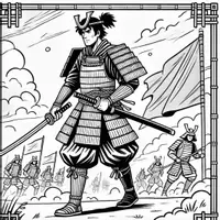 Aperçu - Matériel pour travaux manuels / dessin - Samouraïs - Coloriages (50 modèles à colorier) - Page 3