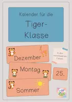 Vorschau - Bildkarten - Kalender-Karten für deine Tiger-Klasse - Deckblatt