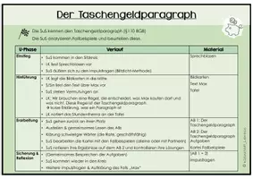 Vorschau - Stundenentwürfe - Taschengeldparagraph (Überblick & Fallbeispiele) - Seite 1