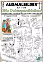 Vorschau - Mal- und Bastelvorlagen - Ausmalbilder mit Text "Die Ostergeschichte" Religion / Deutsch / DaZ - Deckblatt