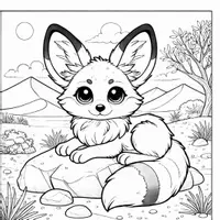 Aperçu - Matériel pour travaux manuels / dessin - Renard des sables - Coloriages (50 modèles à colorier) - Page 1