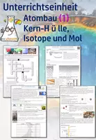Vorschau - Unterrichtsreihen - Atombau 1 Atome enthalten geladen Teilchen, Rutherford, Kern-Hülle, Isotope, C14 und Mol - Deckblatt