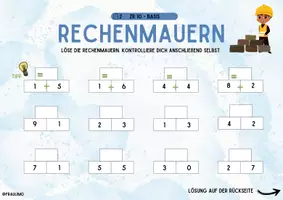 Vorschau - Aufgabenkarten - Aufgabenkartei Rechenmauern Klasse 1 differenziert - Seite 1