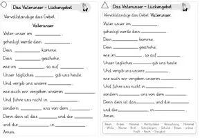 Vorschau - Arbeitsblätter - Lerntheke, Stationsarbeit - Vaterunser: Lückengebet DIN A5 - Seite 1