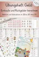 Vorschau - Unterrichtsreihen - Übungsheft Geld, Geldbeträge berechnen im ZR bis 20 o.ZÜ, Einkäufe und Rückgelder berechnen, mit Lösungsheft - Deckblatt