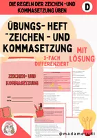 Vorschau - Unterrichtsreihen - Übungsheft zur Zeichen- und Kommasetzung - Deckblatt