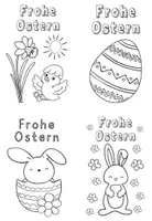 Vorschau - Mal- und Bastelvorlagen - Grußkarten und Ausmalbilder "Frohe Ostern" Ostergrüße - Seite 1