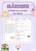 Vorschau - Arbeitsblätter - Märchen - Ein Märchen lesen und verstehen (Der süße Brei) - Deckblatt
