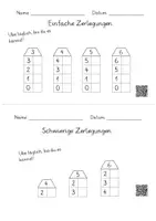 Vorschau - Arbeitsblätter - Die Zahlen 3, 4, 5 und 6 zerlegen mit Farbunterstützung (5 AB mit Lernvideolink) - Seite 1