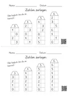 Vorschau - Arbeitsblätter - Die Zahlen 3, 4, 5 und 6 zerlegen mit Farbunterstützung (5 AB mit Lernvideolink) - Seite 3