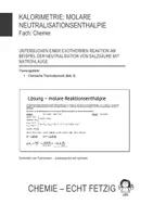 Vorschau - Präsentationen/Tafelbilder - Kalorimetrie - Neutralisationsenthalpie - exotherm - Deckblatt