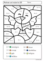 Vorschau - Arbeitsblätter - Rechnen und Malen bis 20 – Ostern | Addition & Subtraktion mit Zehnerübergang (Klasse 1) - Seite 3