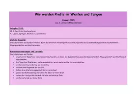 Vorschau - Stundenentwürfe - Sequenzplan Werfen & Fangen 1. Klasse - Deckblatt