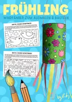 Vorschau - Arbeitsblätter - Windspiel zum Ausmalen & Basteln im Frühling - Bunte Windfänger Bastelvorlagen - Deckblatt