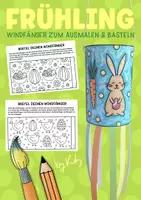 Vorschau - Mal- und Bastelvorlagen - Oster Windspiel zum Ausmalen & Basteln im Frühling - Bunte Windfänger Bastelvorlagen - Deckblatt