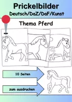 Vorschau - Mal- und Bastelvorlagen - Prickelbilder / Fensterbilder Thema Pferde - Grundschule - Bastelvorlagen - Deckblatt