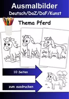 Vorschau - Mal- und Bastelvorlagen - Ausmalbilder Thema Pferde - Grundschule - Bastelvorlagen - Deckblatt