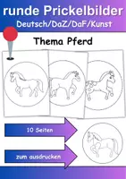 Vorschau - Mal- und Bastelvorlagen - runde Prickelbilder / Fensterbilder Thema Pferde - Grundschule - Bastelvorlagen - Deckblatt