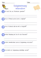 Vorschau - Arbeitsblätter - Salzgewinnung Arbeitsblatt 7. & 8. Klasse Kristallisation AB mit Lösungen - Seite 1