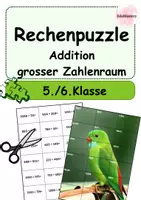 Vorschau - Spiele - Addition 5.Klasse Rechenpuzzle | grosser Zahlenraum - Deckblatt