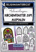 Vorschau - Mal- und Bastelvorlagen - Kirchenfenster zum Ausmalen - Religionsunterricht - Deckblatt