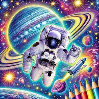 anteprima - Materiale per pittura e bricolage - Astronauta Disegni da colorare (50 illustrazioni da colorare) - Pagina di copertina