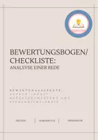 Vorschau - Arbeitsblätter - Checkliste / Bewertungsbogen: Analyse einer Rede - Deckblatt
