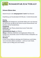 Vorschau - Stundenentwürfe - Unterrichtsstunde: Richtiges Zitieren üben (Deutsch, Kl. 7-8) - Seite 1