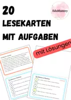 Vorschau - Fördermaterial/Inklusion - Leseförderung 20 Lesekarten mit Lösungen | 3.-6.Klasse - Deckblatt