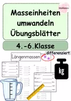 Vorschau - Unterrichtsreihen - Masseinheiten und Grössen umwandeln 6 Arbeitsblätter | differenziert - Deckblatt