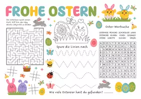 Vorschau - Mal- und Bastelvorlagen - Oster-Aktivitätenpaket, Schreibübungen, Rätsel und Malvorlagen - Seite 1
