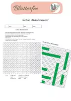 Vorschau - Arbeitsblätter - Suchsel Blasinstrumente mit Lösung - Deckblatt