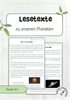 Vorschau - Arbeitsblätter - Lesetexte zu unseren Planeten - Sachtexte für Klasse 3-4 - Deckblatt