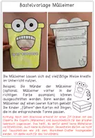 Vorschau - Mal- und Bastelvorlagen - Bastelvorlage Mülltonne - Müll, Abfall & Recycling - mit Cliparts - Seite 1