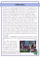 anteprima - Materiale di supporto/inclusione - New Zealand - the Maori: reading comprehension and grammar (English) / Nuova Zelanda - Maori: comprensione della lettura e grammatica (inglese) - Pagina 1