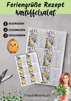 Vorschau - Mal- und Bastelvorlagen - Feriengrüße Kärtchen mit Rezept: Kartoffelsalat - Seite 1