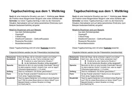 Vorschau - Arbeitsblätter - Projekt Tagebucheintrag aus dem 1. Weltkrieg - Seite 1