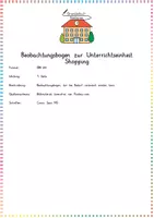 Vorschau - Arbeitsblätter - Shopping: Beobachtungsbogen (Bewertung) - Englisch - Kl. 3/4 - Seite 1