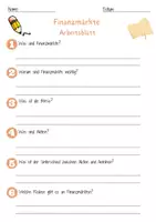 Vorschau - Arbeitsblätter - Finanzmärkte Arbeitsblatt (1) 7. & 8. Klasse Kapitalmärkte AB mit Lösungen - Seite 1