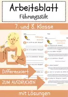 Vorschau - Arbeitsblätter - Führungsstile Arbeitsblatt 7. & 8. Klasse Management AB mit Lösungen - Deckblatt