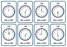 Vorschau - Spiele - L'heure: J'ai..., qui a...? (heures pleines et demies) - Seite 1