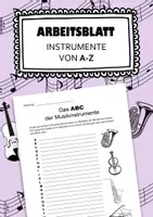 Vorschau - Arbeitsblätter - ABC der Musikinstrumente Arbeitsblatt Musik - Deckblatt