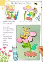 Vorschau - Mal- und Bastelvorlagen - Frühling Kunstprojekt: Lustige gechillte Bienen auf Blumen! Basteln-Vorlage für Ostern - Seite 1