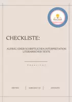 Vorschau - Merkblätter - Checkliste: Aufbau einer schriftlichen Interpretation literarischer Texte - Deckblatt