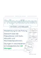 Vorschau - Arbeitsblätter - Präpositionen und Kasus (Dativ und Akkusativ) - Deckblatt